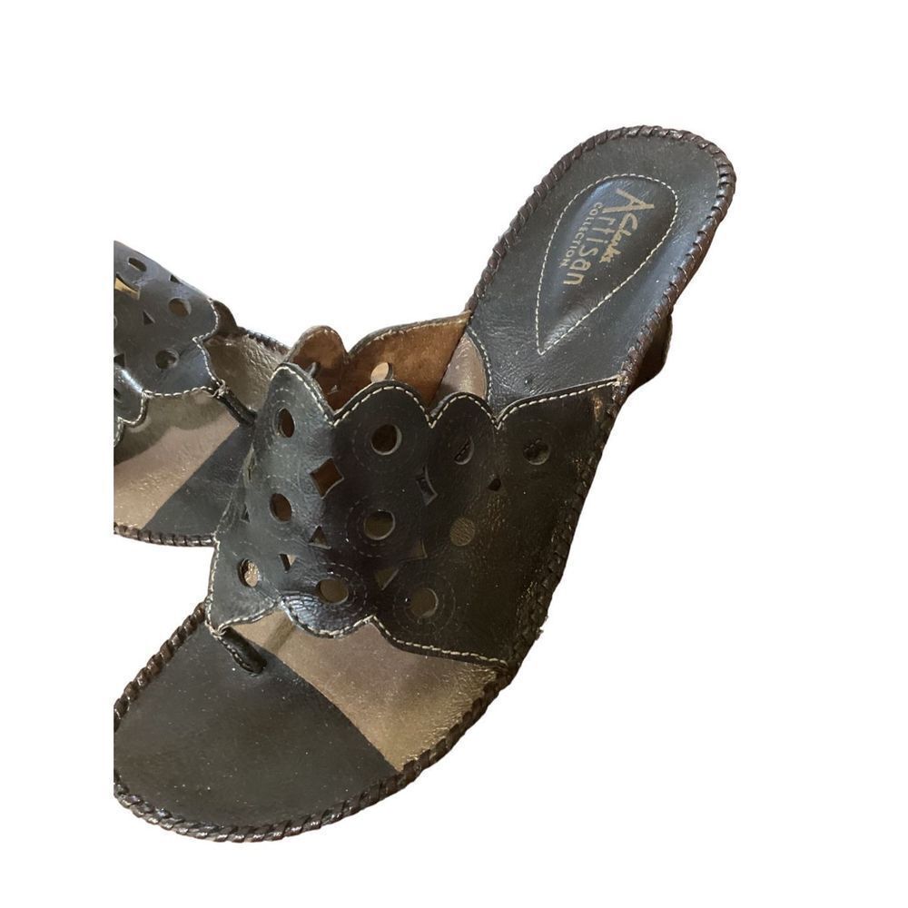 Clarks Artisan Collection Dark Brown Wedge Sandals 9.5